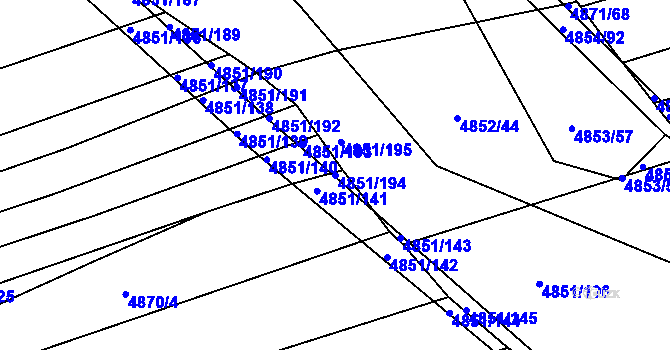 Parcela st. 4851/194 v KÚ Vlčnov, Katastrální mapa