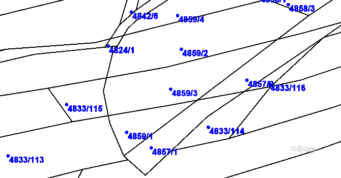 Parcela st. 4859/3 v KÚ Vlčnov, Katastrální mapa