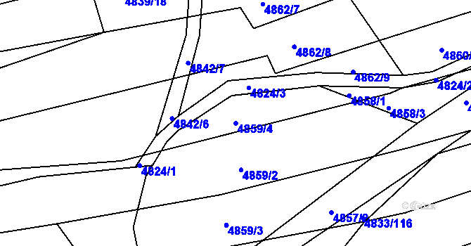 Parcela st. 4859/4 v KÚ Vlčnov, Katastrální mapa