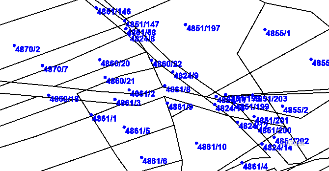 Parcela st. 4861/8 v KÚ Vlčnov, Katastrální mapa
