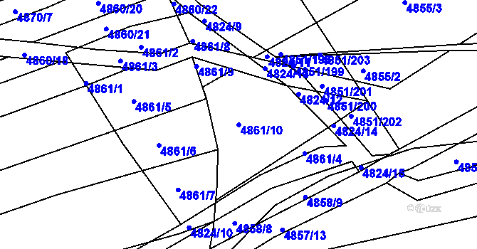 Parcela st. 4861/10 v KÚ Vlčnov, Katastrální mapa