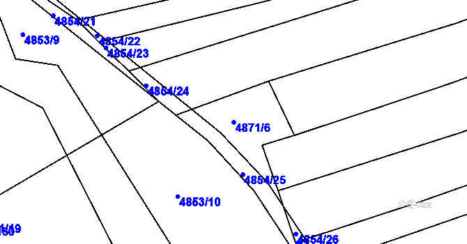 Parcela st. 4871/6 v KÚ Vlčnov, Katastrální mapa