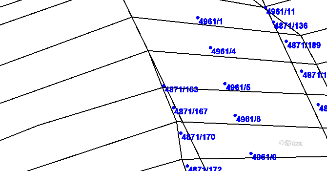 Parcela st. 4871/163 v KÚ Vlčnov, Katastrální mapa