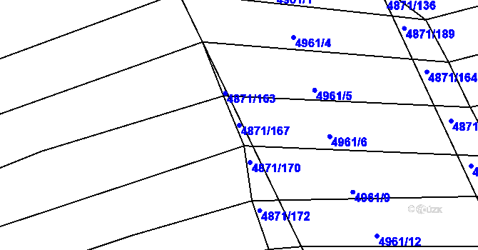 Parcela st. 4871/167 v KÚ Vlčnov, Katastrální mapa