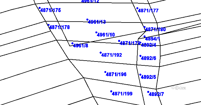 Parcela st. 4871/192 v KÚ Vlčnov, Katastrální mapa