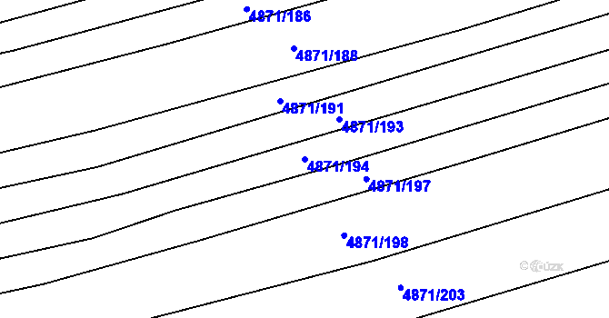 Parcela st. 4871/194 v KÚ Vlčnov, Katastrální mapa