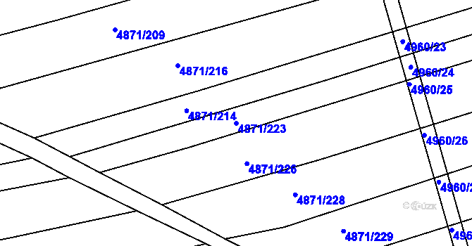 Parcela st. 4871/223 v KÚ Vlčnov, Katastrální mapa