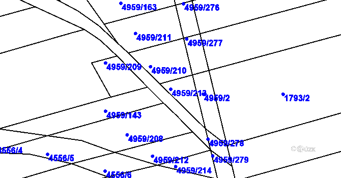 Parcela st. 4959/213 v KÚ Vlčnov, Katastrální mapa