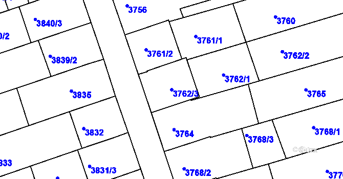 Parcela st. 3762/3 v KÚ Vlčnov, Katastrální mapa