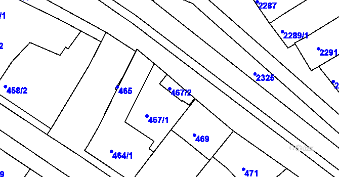 Parcela st. 467/2 v KÚ Vlčnov, Katastrální mapa