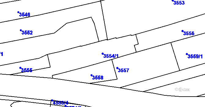 Parcela st. 3554/1 v KÚ Vlčnov, Katastrální mapa