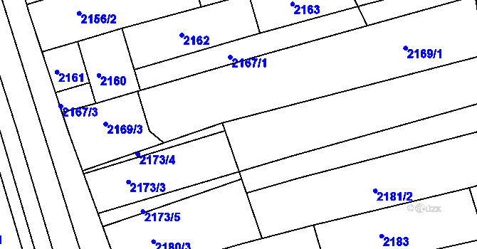 Parcela st. 2169/2 v KÚ Vlčnov, Katastrální mapa