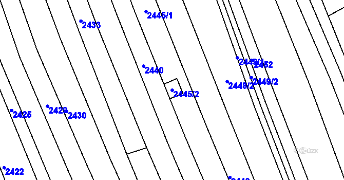 Parcela st. 2445/2 v KÚ Vlčnov, Katastrální mapa