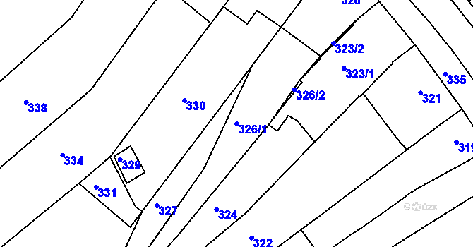 Parcela st. 326/1 v KÚ Vlčnov, Katastrální mapa