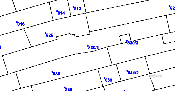 Parcela st. 830/1 v KÚ Vlčnov, Katastrální mapa