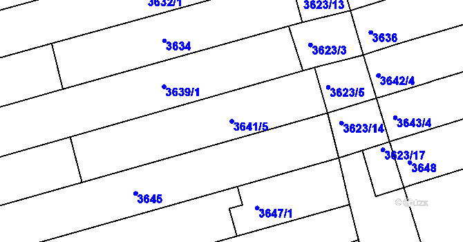 Parcela st. 3641/5 v KÚ Vlčnov, Katastrální mapa