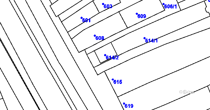 Parcela st. 614/2 v KÚ Vlčnov, Katastrální mapa
