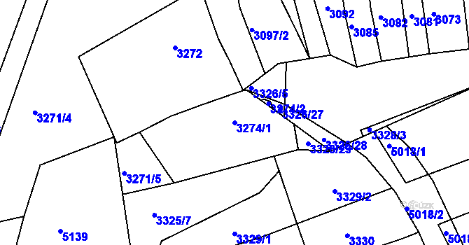 Parcela st. 3274/1 v KÚ Vlčnov, Katastrální mapa