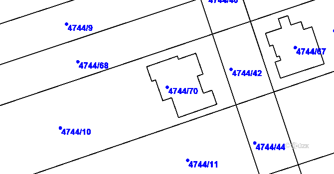 Parcela st. 4744/70 v KÚ Vlčnov, Katastrální mapa