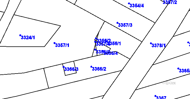 Parcela st. 3356/3 v KÚ Vlčnov, Katastrální mapa