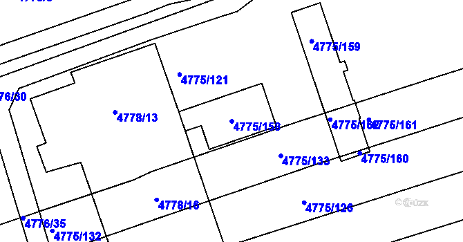 Parcela st. 4775/158 v KÚ Vlčnov, Katastrální mapa