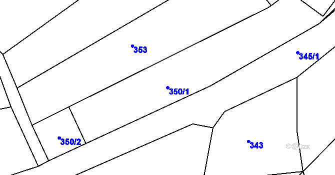 Parcela st. 350/1 v KÚ Vlčnov, Katastrální mapa