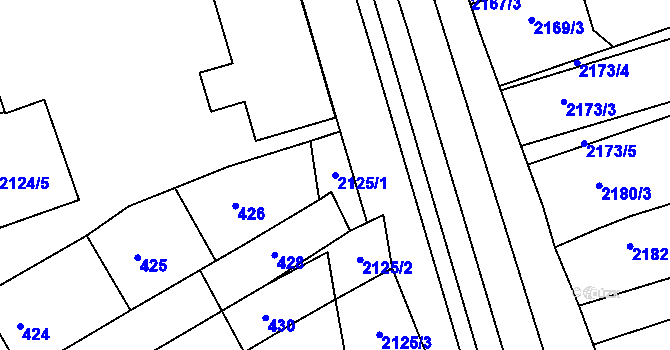 Parcela st. 2125/1 v KÚ Vlčnov, Katastrální mapa