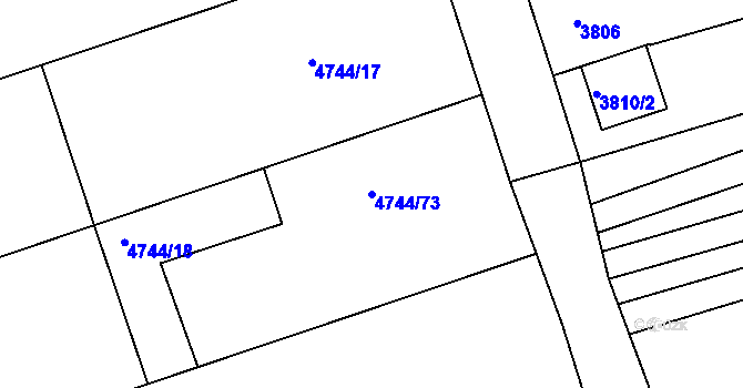 Parcela st. 4744/73 v KÚ Vlčnov, Katastrální mapa