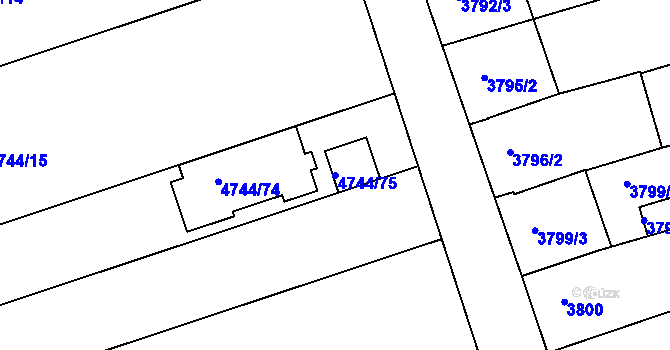 Parcela st. 4744/75 v KÚ Vlčnov, Katastrální mapa