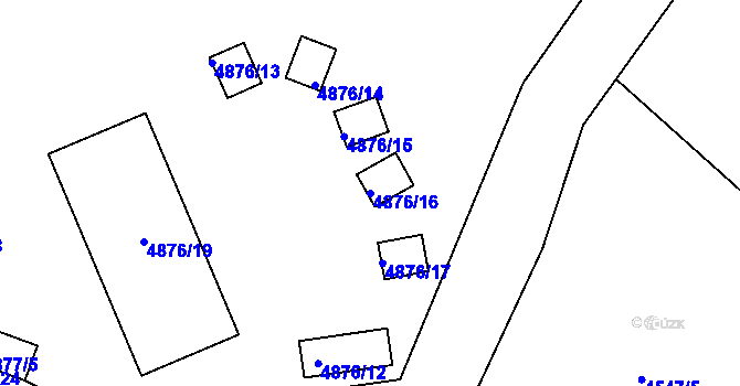Parcela st. 4876/16 v KÚ Vlčnov, Katastrální mapa