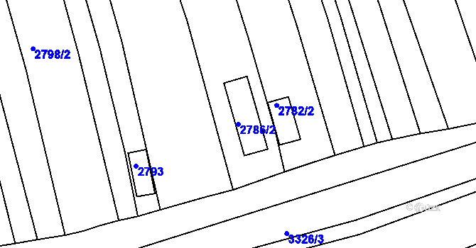 Parcela st. 2786/2 v KÚ Vlčnov, Katastrální mapa