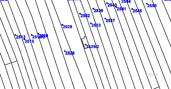 Parcela st. 2529/2 v KÚ Vlčnov, Katastrální mapa