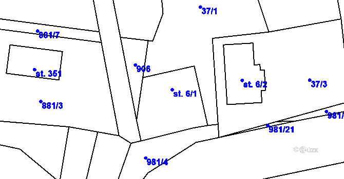 Parcela st. 6/1 v KÚ Vlčovice, Katastrální mapa