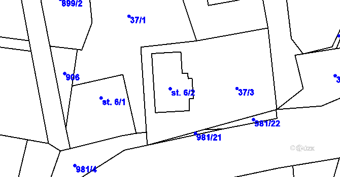 Parcela st. 6/2 v KÚ Vlčovice, Katastrální mapa