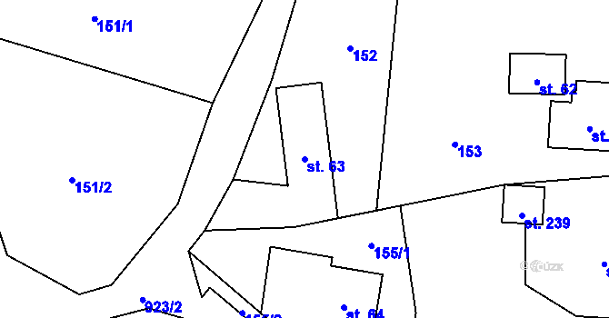 Parcela st. 63 v KÚ Vlčovice, Katastrální mapa