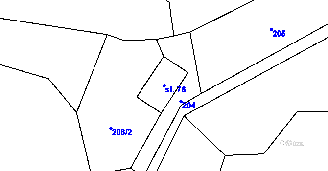 Parcela st. 76 v KÚ Vlčovice, Katastrální mapa