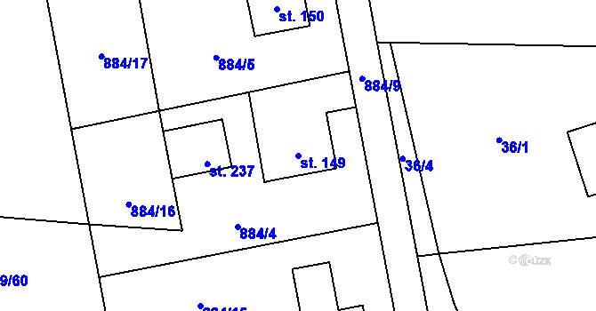 Parcela st. 149 v KÚ Vlčovice, Katastrální mapa