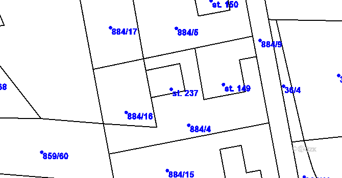 Parcela st. 237 v KÚ Vlčovice, Katastrální mapa