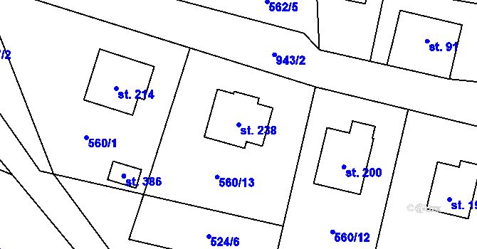 Parcela st. 238 v KÚ Vlčovice, Katastrální mapa