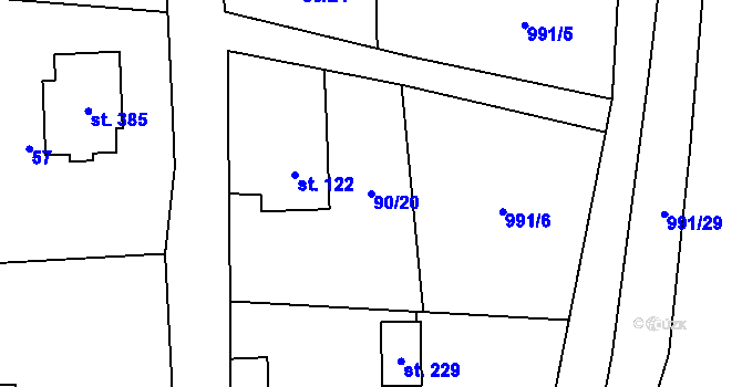 Parcela st. 90/20 v KÚ Vlčovice, Katastrální mapa
