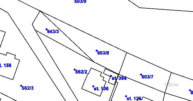 Parcela st. 603/8 v KÚ Vlčovice, Katastrální mapa
