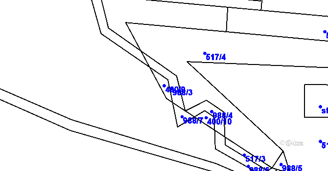 Parcela st. 400/9 v KÚ Vlčovice, Katastrální mapa
