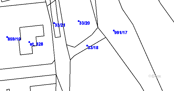 Parcela st. 33/18 v KÚ Vlčovice, Katastrální mapa