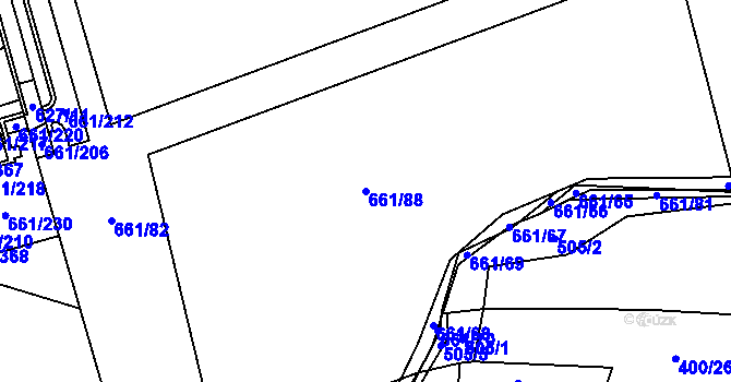 Parcela st. 661/88 v KÚ Vlčovice, Katastrální mapa