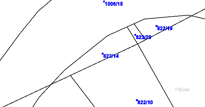 Parcela st. 822/14 v KÚ Vlčovice, Katastrální mapa