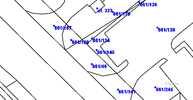 Parcela st. 661/140 v KÚ Vlčovice, Katastrální mapa