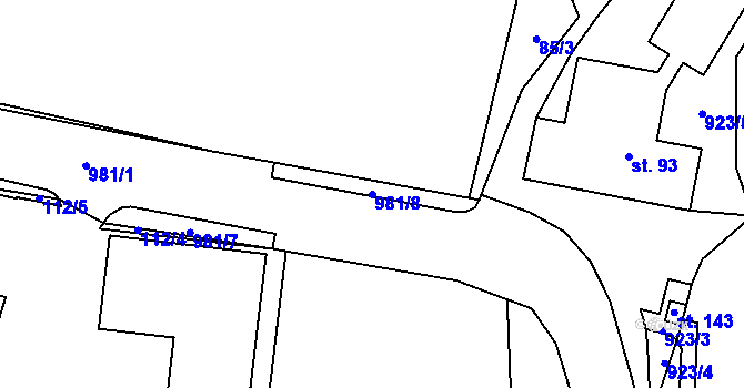 Parcela st. 981/8 v KÚ Vlčovice, Katastrální mapa