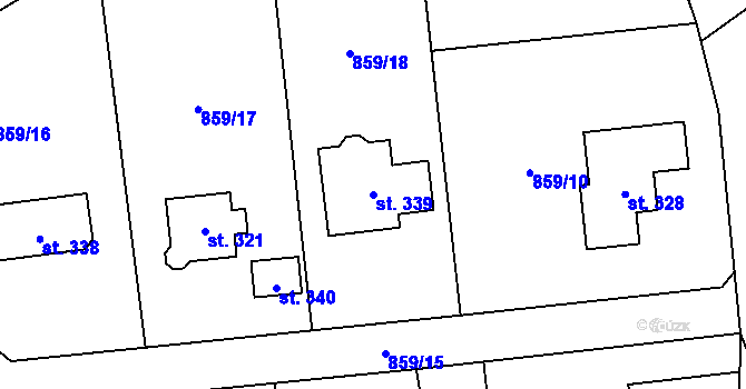 Parcela st. 339 v KÚ Vlčovice, Katastrální mapa