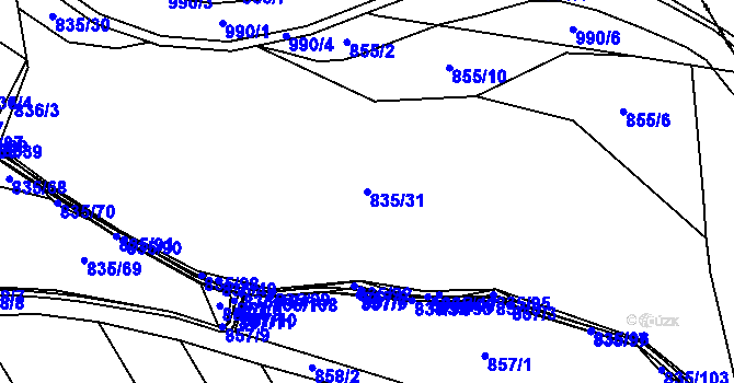 Parcela st. 835/31 v KÚ Vlčovice, Katastrální mapa