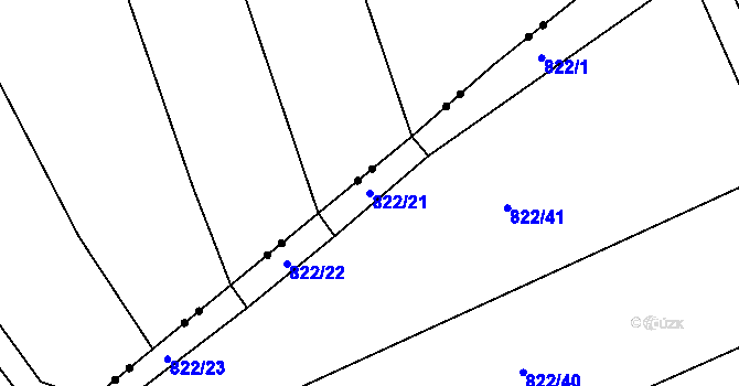 Parcela st. 822/21 v KÚ Vlčovice, Katastrální mapa